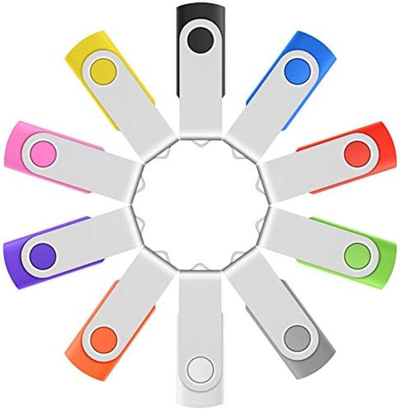 Professional 10-Pack of Enfain 16GB Multicolor USB Flash Drives - Swivel Memory
