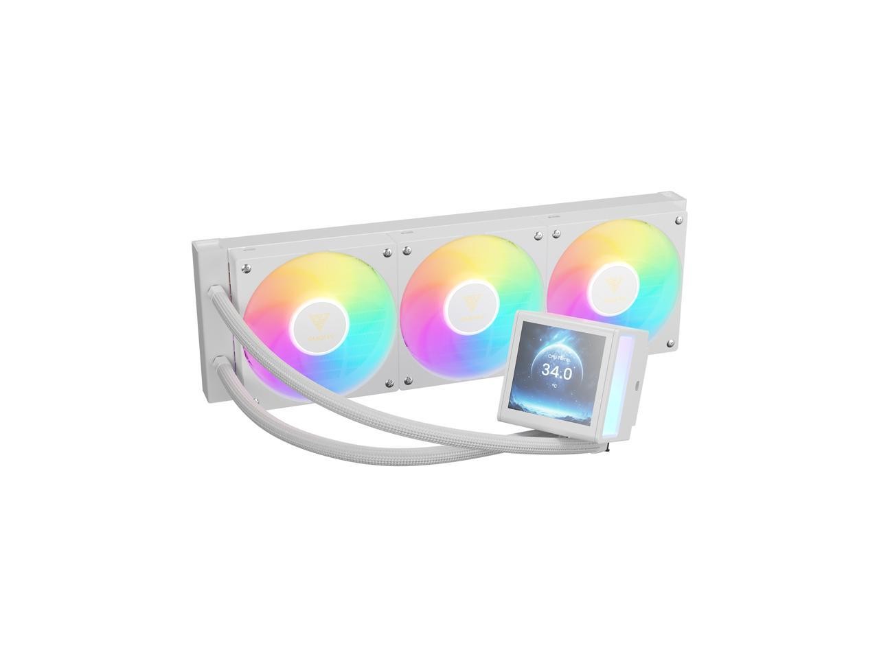CHIONE P5-360 Liquid CPU Cooler, 360mm AIO w/Customizable 3.4" IPS LCD, GAMDIAS