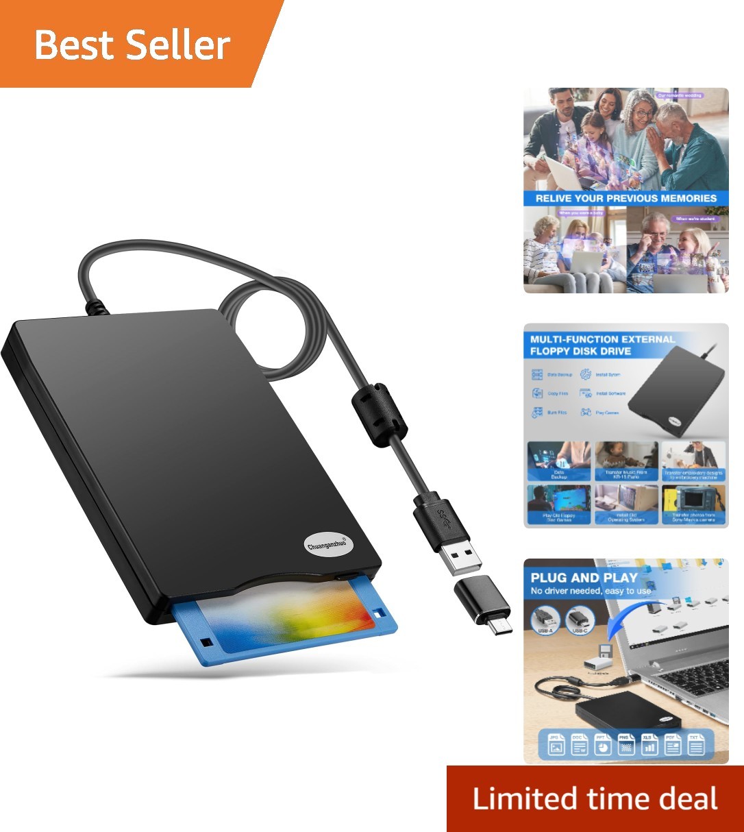 Portable 3.5-Inch USB Floppy Disk Reader: Relive Your Nostalgic Memories