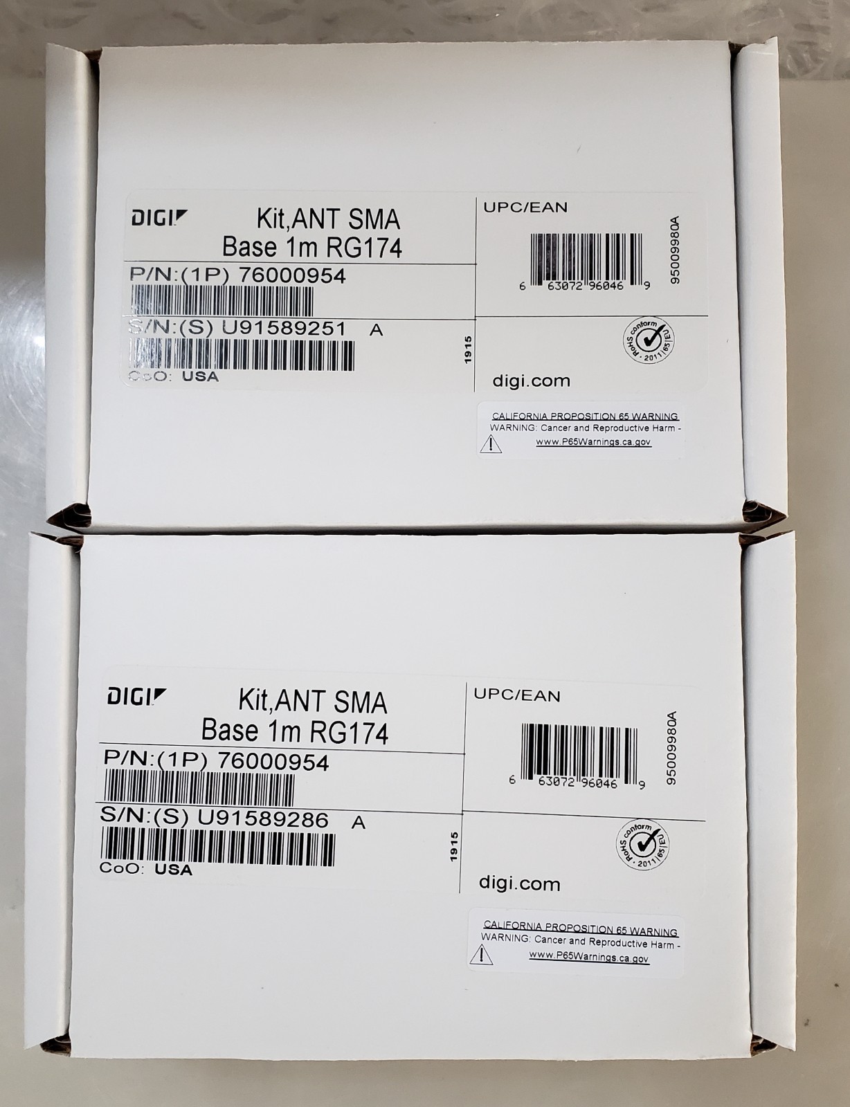 Pair of Digi KIT ANT SMA Base 1m RG174 76000954 NEW *SEALED*