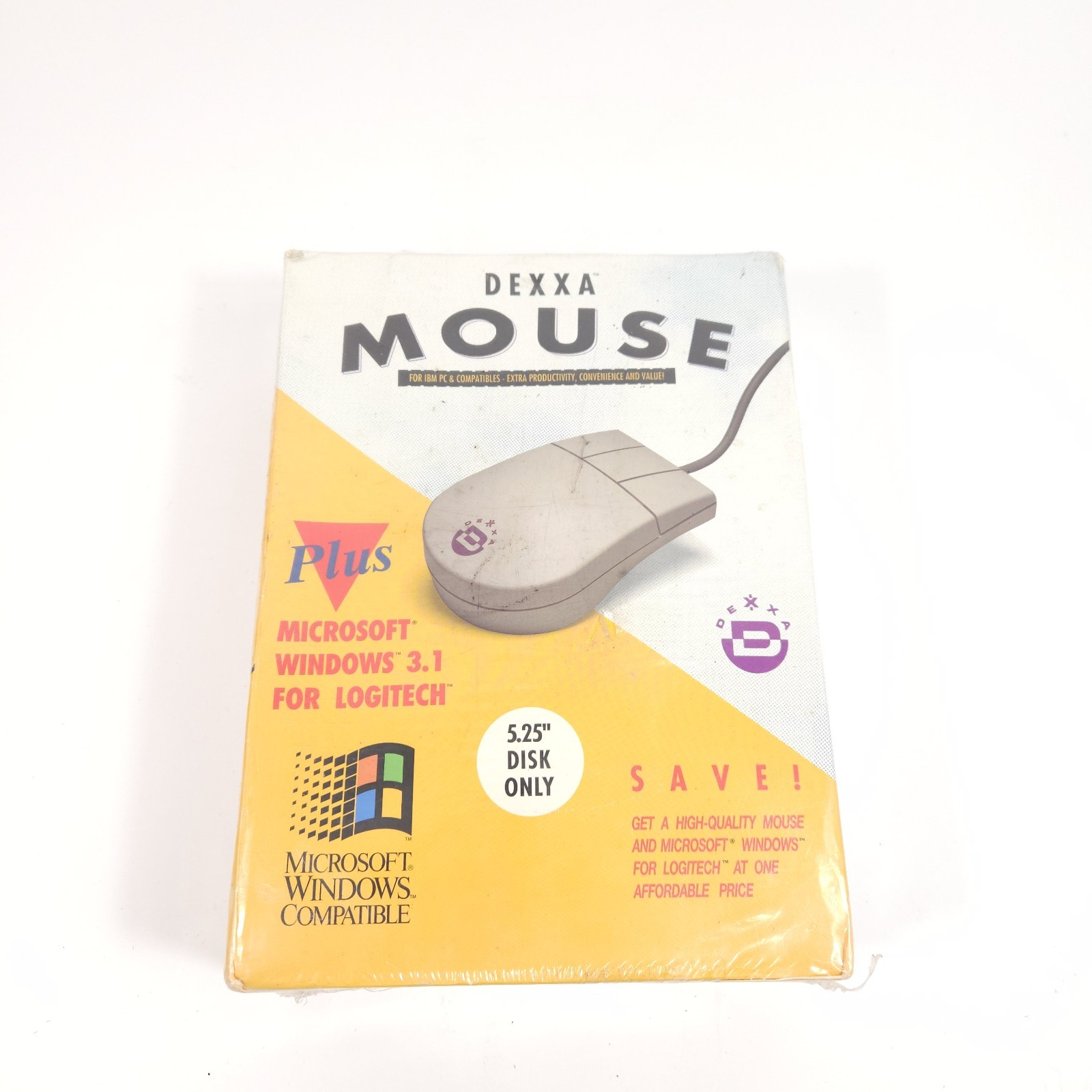 Vtg Dexxa Mouse Plus Microsoft Windows 3.1 For Logitech New Sealed 5.25" Floppy