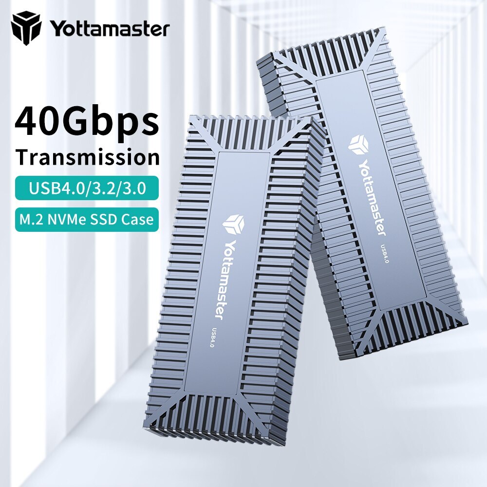 Yottamaster 40 Gbps M.2 NVME Type C 2280 SSD Enclosure USB 4 For Thunderbolt 3 4