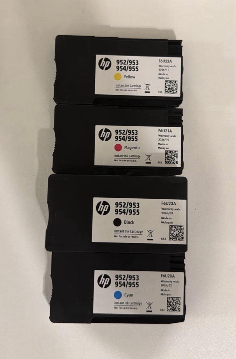 HP Genuine 952/953/954/955 CMYK Ink Cartridges Set F6U20A-F6U23A
