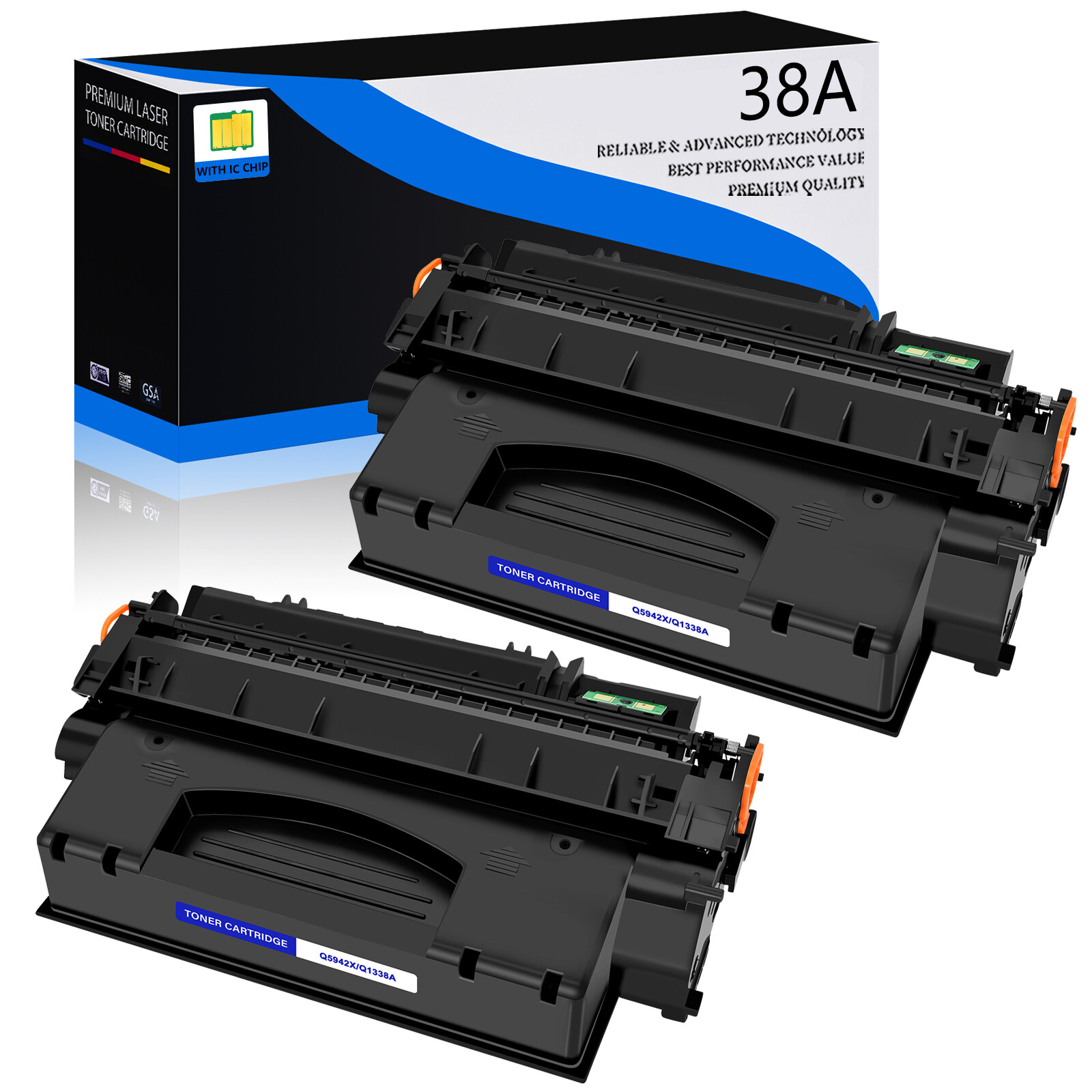 2 PACK - Black Q1338A 38A Toner for HP LaserJet 4200 4200dtnsl 4200dtn 4200tn 