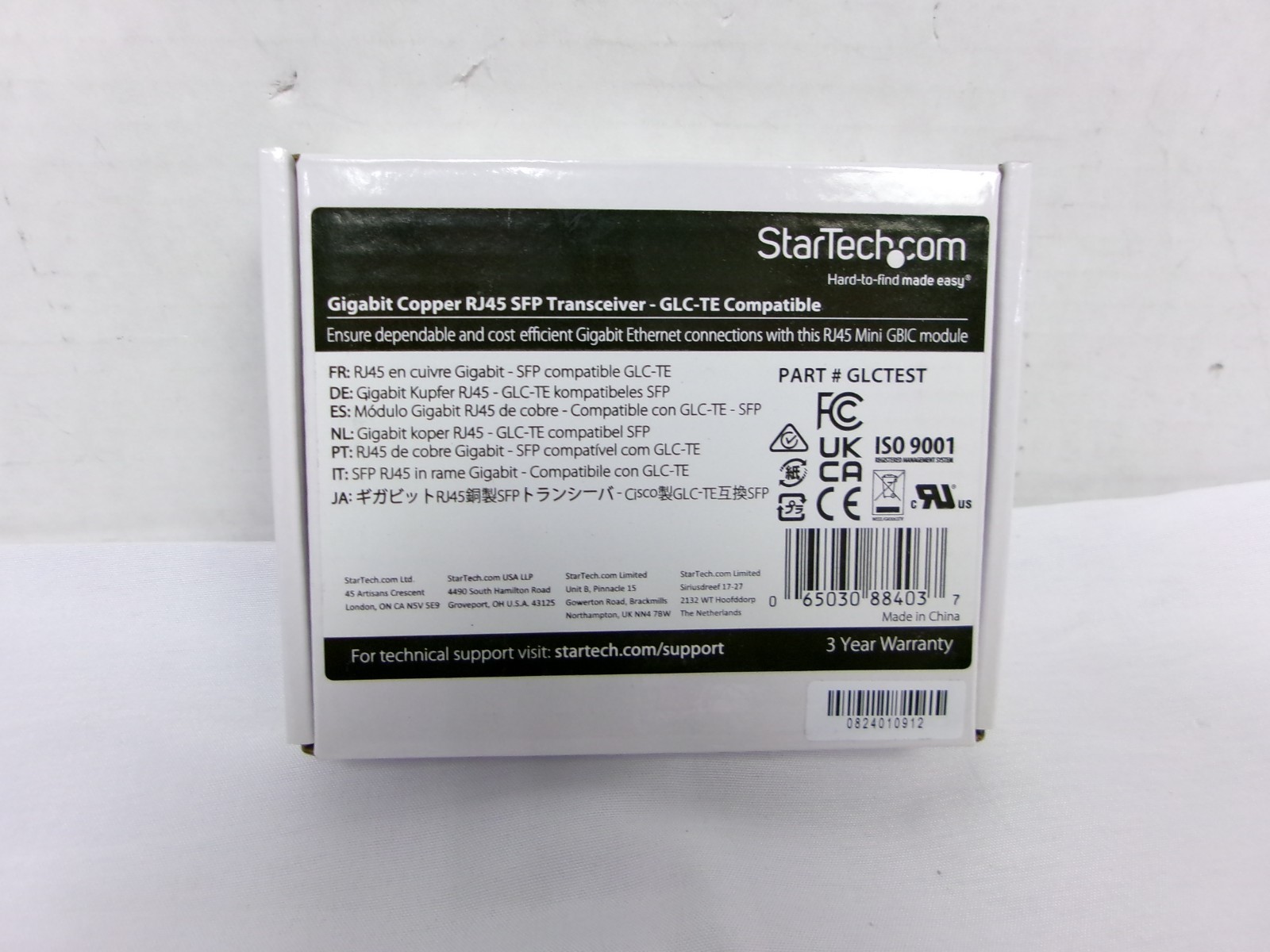 StarTech GLCTEST Cisco Gigabit RJ45 Copper 1000Mbps SFP Transceiver NIB