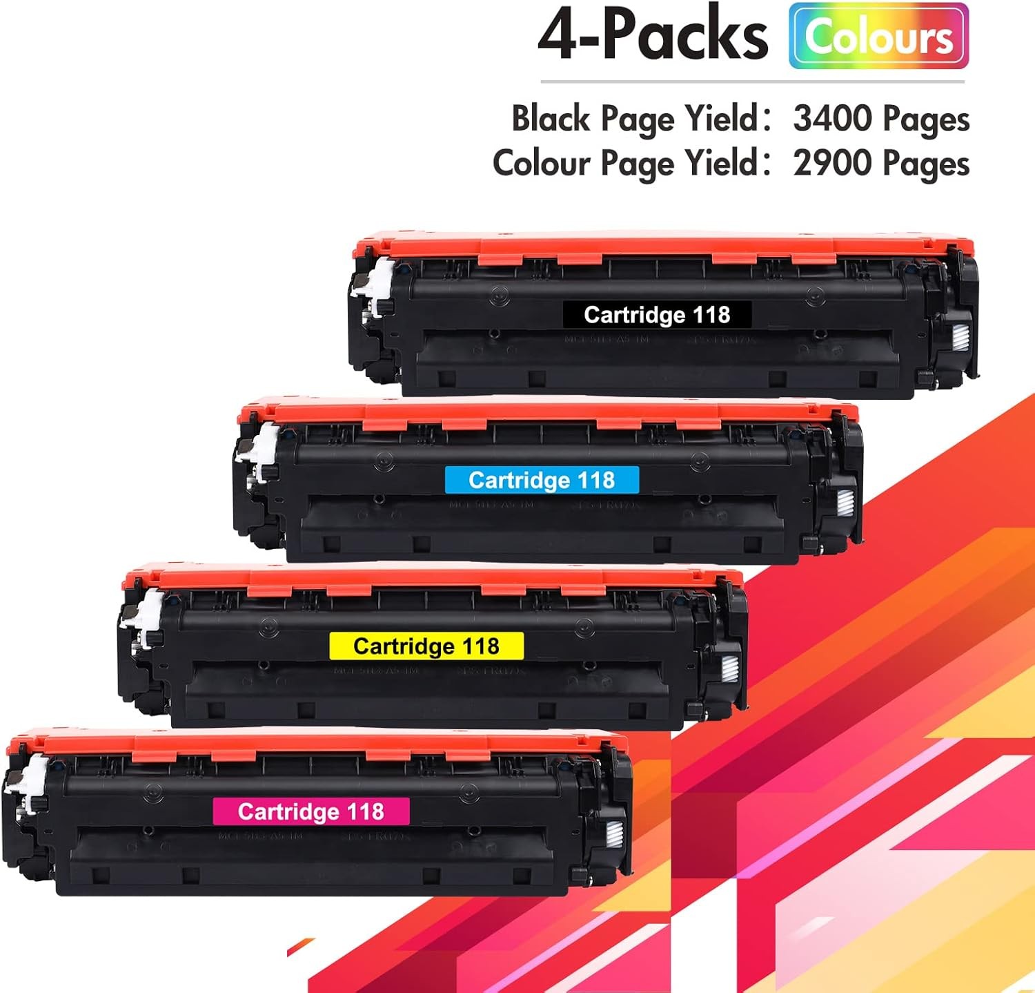118 Toner Cartridges 4-Pack Compatible Replacement for Canon 118 Toner Cartridge