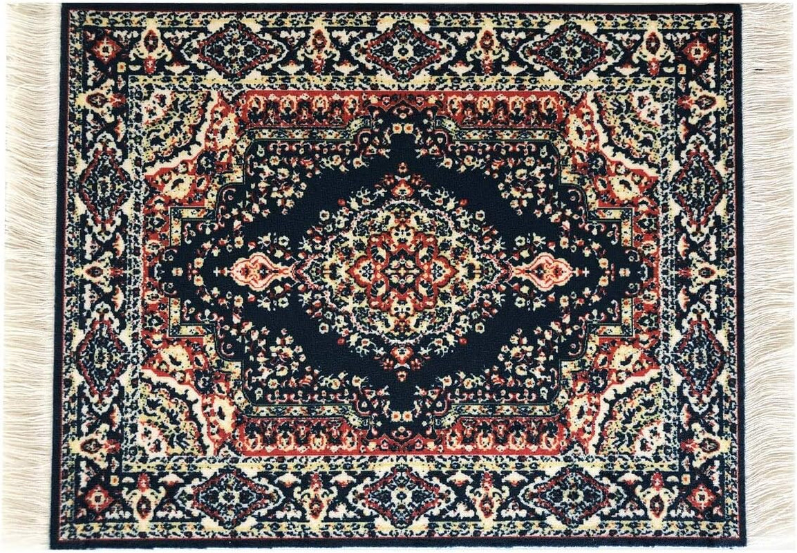 Oriental Rug Mouse Pad – Mini Carpet Style Mousepad with Fringe, Non-Slip Rubber