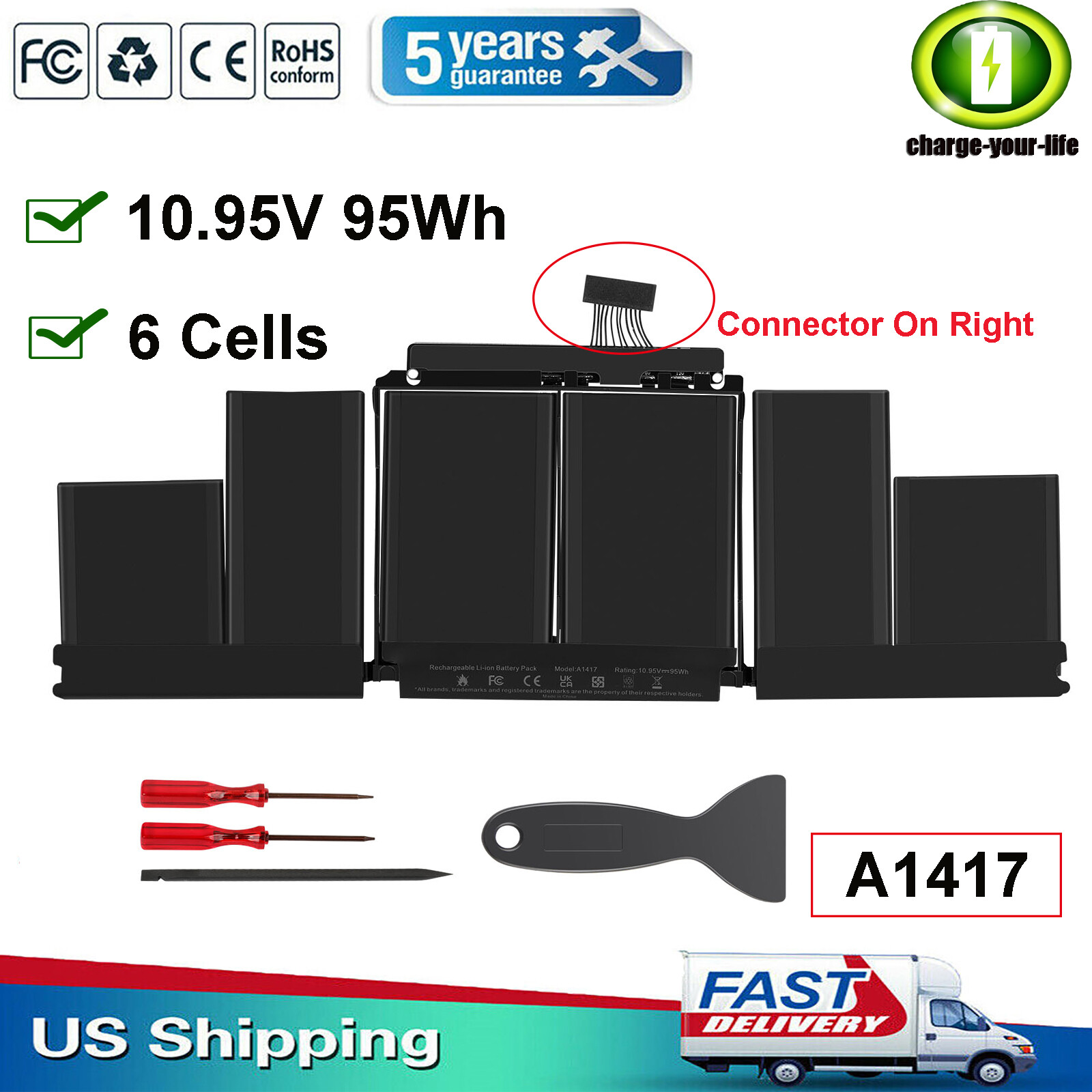 Upgraded A1417 Battery for Apple Macbook Pro 15 Retina A1398 Mid 2012 Early 2013