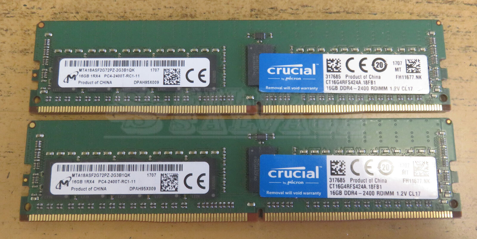 Crucial 2 x 16GB DDR4 1Rx4 PC4-2400T-R Server Memory RDIMM CT16G4RFS424A.18FB1 
