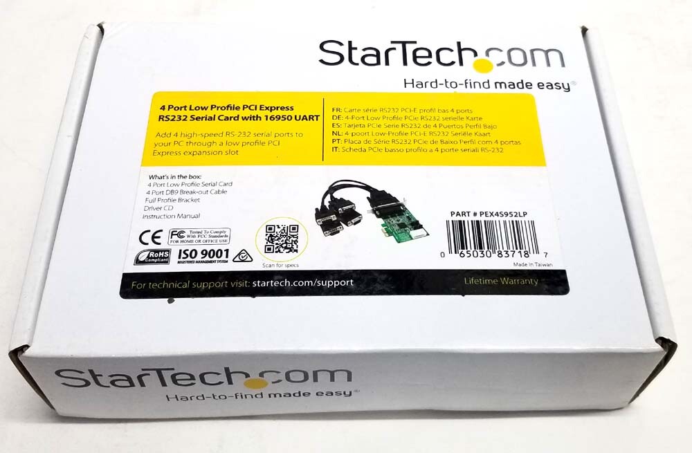 StarTech.com PEX4S952LP 4-Port Low Profile Native RS232 PCI Express Serial Card