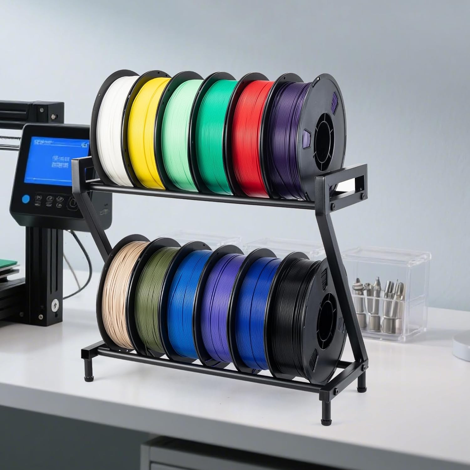 Z-shaped 2 Tiers 3D Printer Filament Storage Rack Desktop,3D Printer Filament