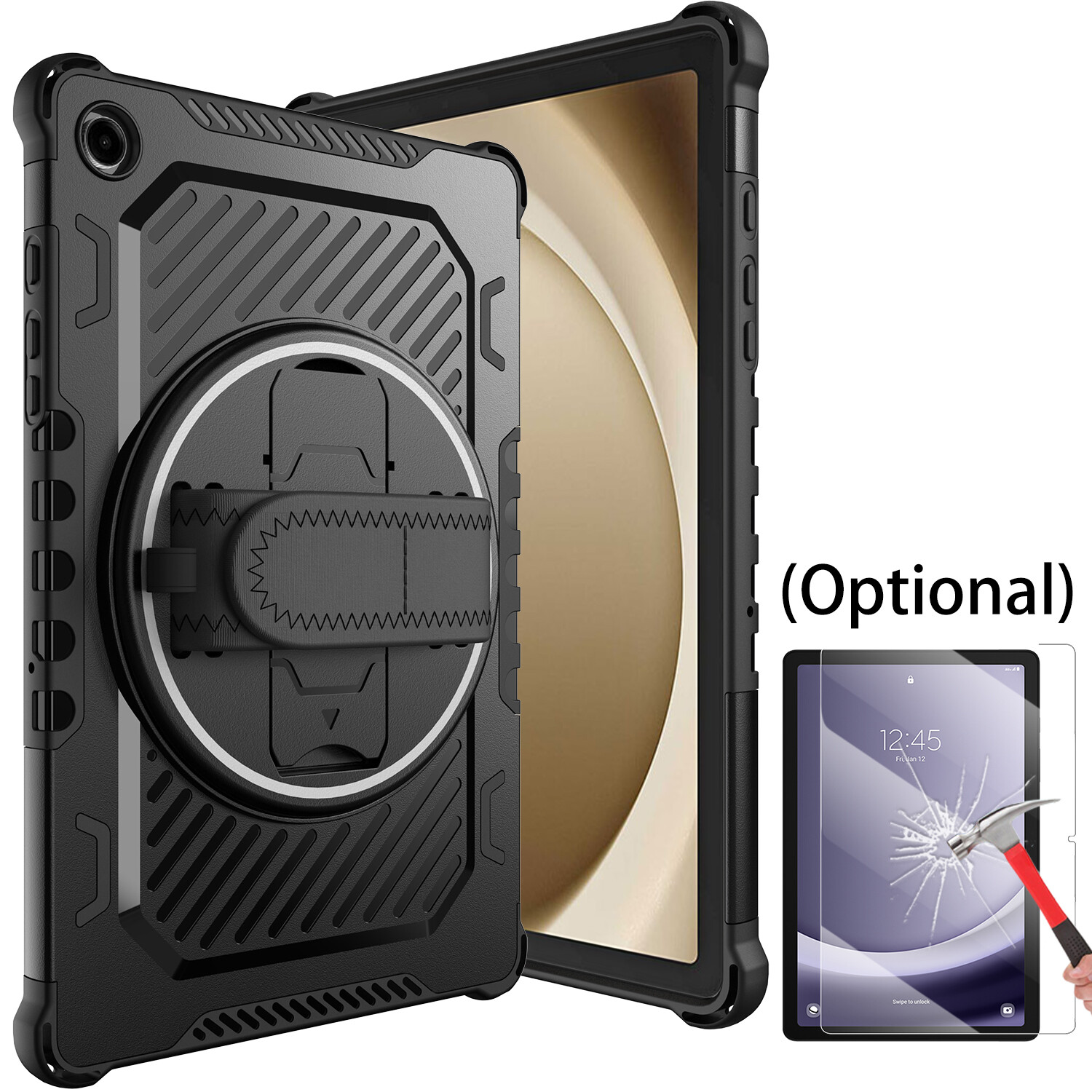 For Samsung Galaxy Tab A11+/A9+ Rotatable Tablet Case Cover / Screen Protector