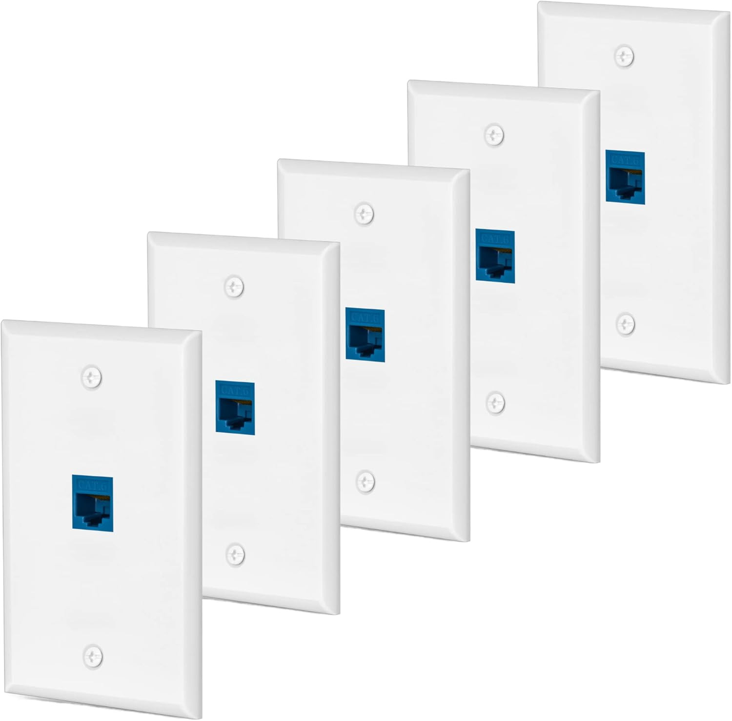 Cat6 Ethernet Wall Plate Outlet 1 Port RJ45 Network Female to Female Keystone