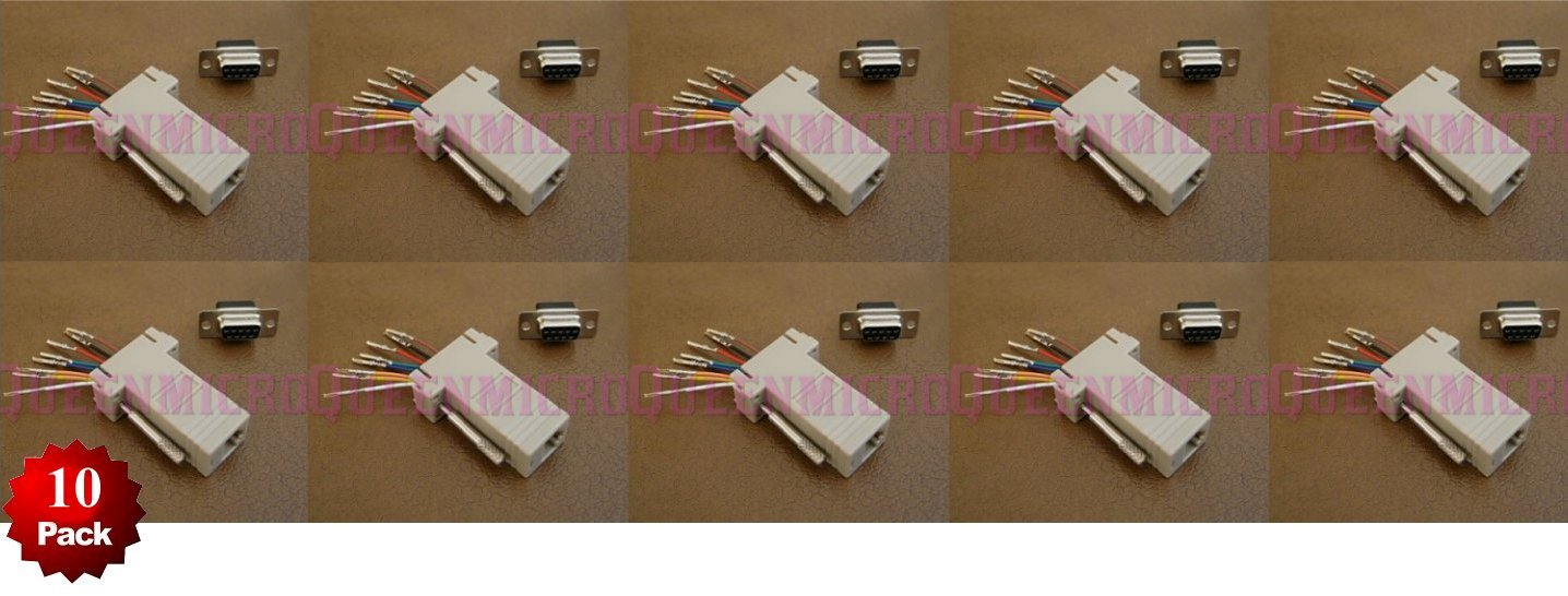 10 Pcs Pack DB9 9-Pin Female to RJ45 Modular Connector 8P8C Serial RS232 Adapter