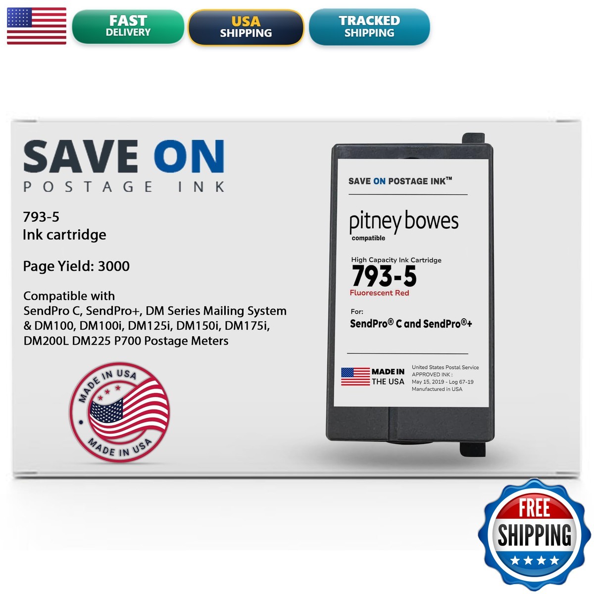 Save On Postage Ink PB 793-5 for SendPro C DM Series DM100-DM175 P700 (35 ML)