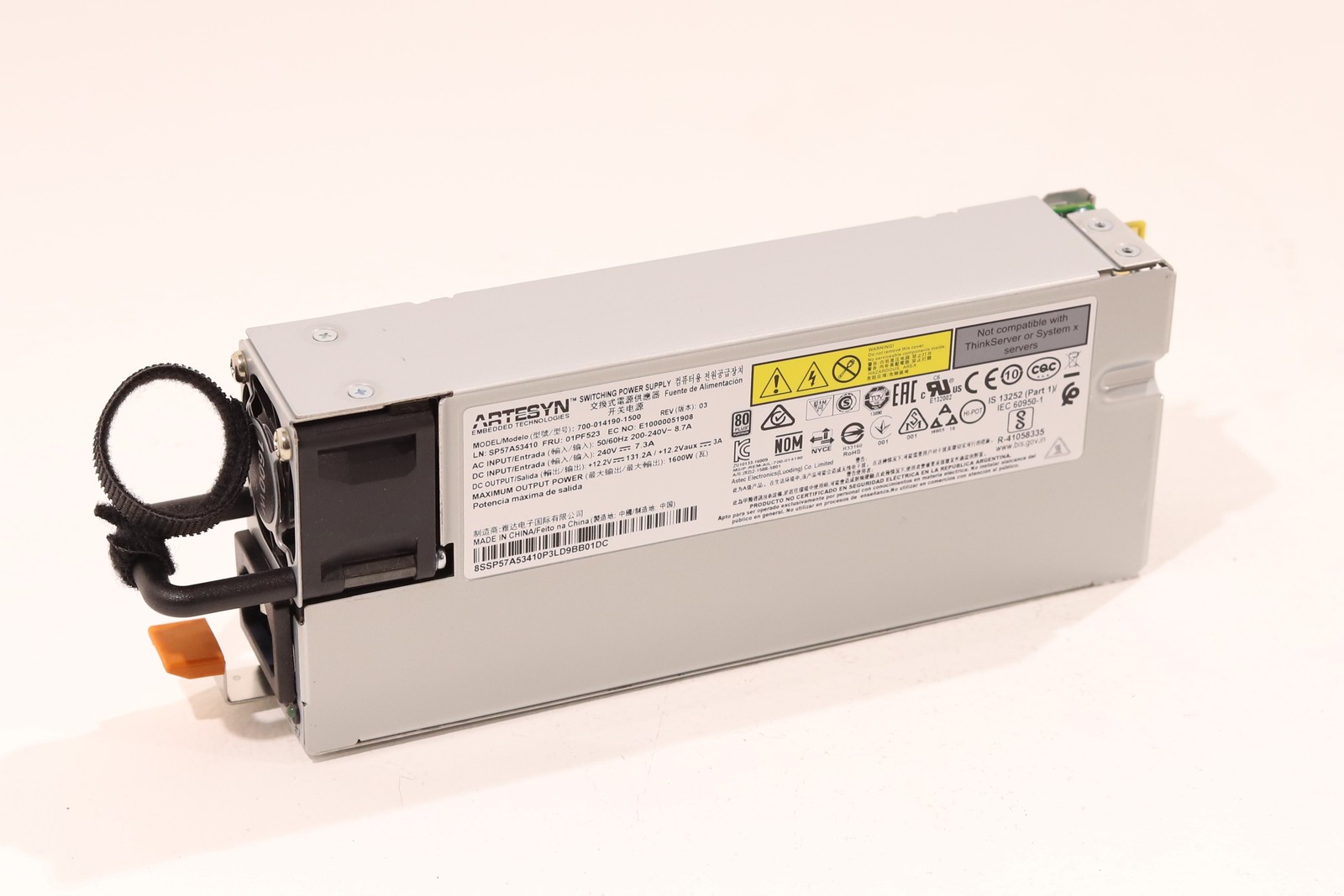 Lenovo ThinkSystem SR650/SR850/SR950/R950 1600W Power Supply FRU P/N: 01PF523