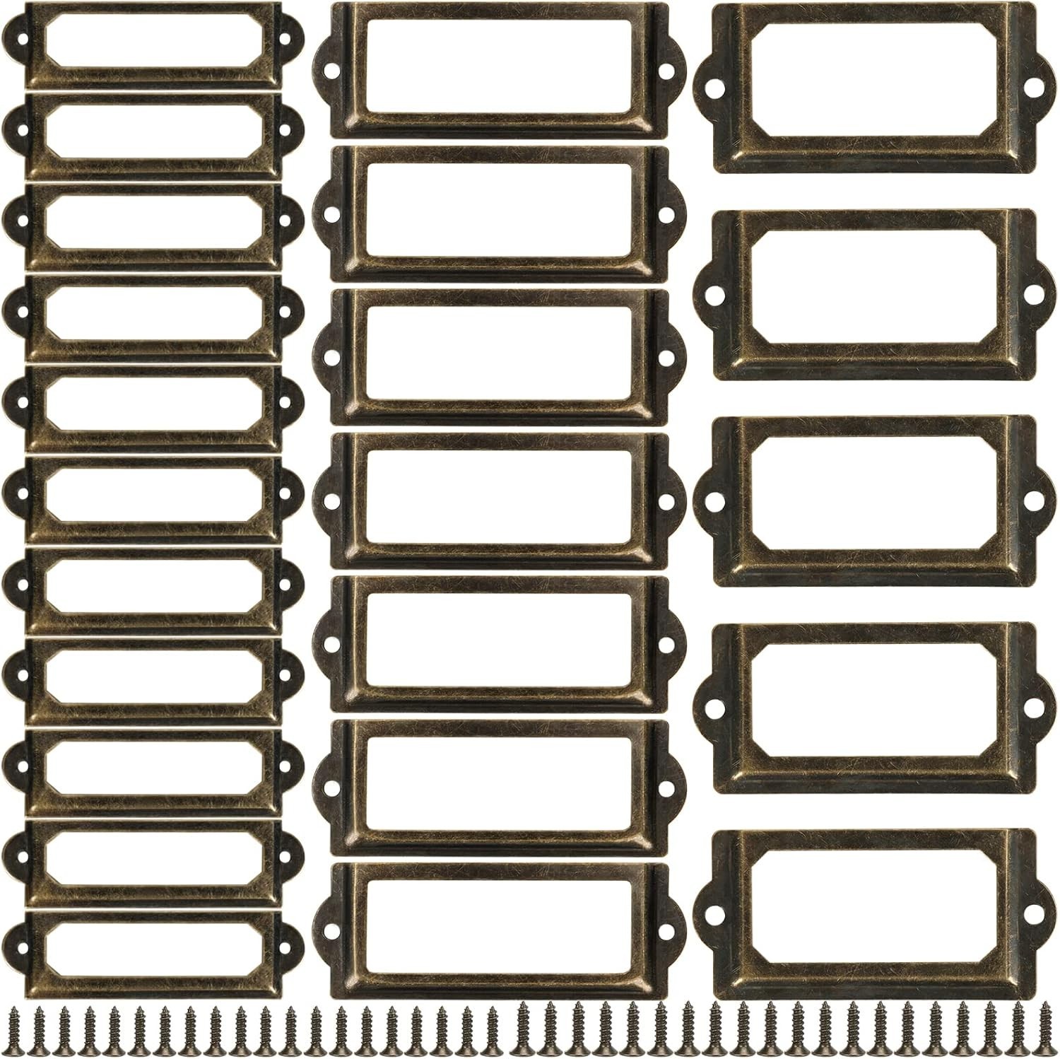 Office Library File Drawer Cabinet Card Tag Label Holder Metal Frame 3 Sizes