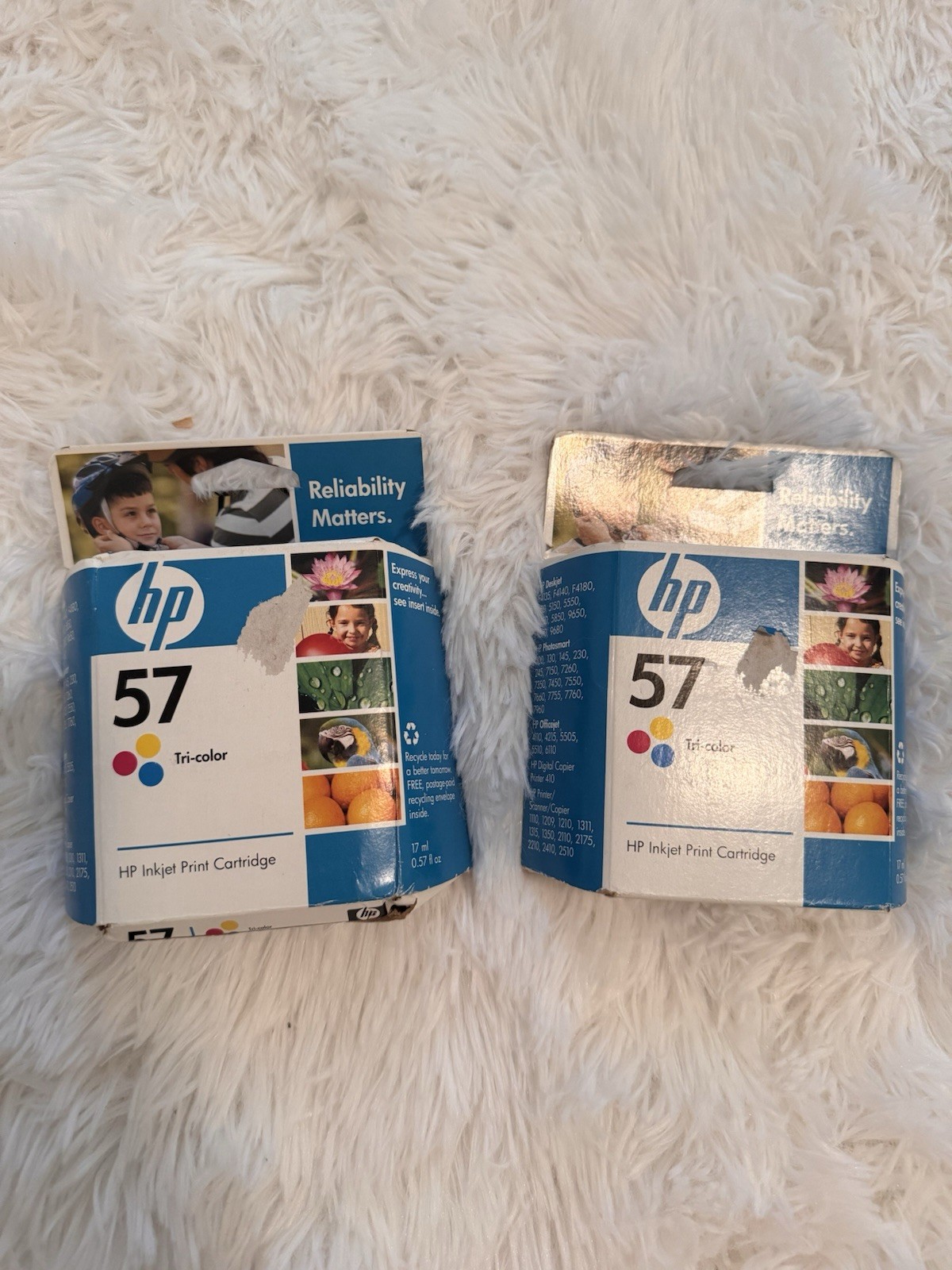 2 New HP Invent 57 TRI COLOR Inkjet Print Cartridge, Factory Sealed Expired