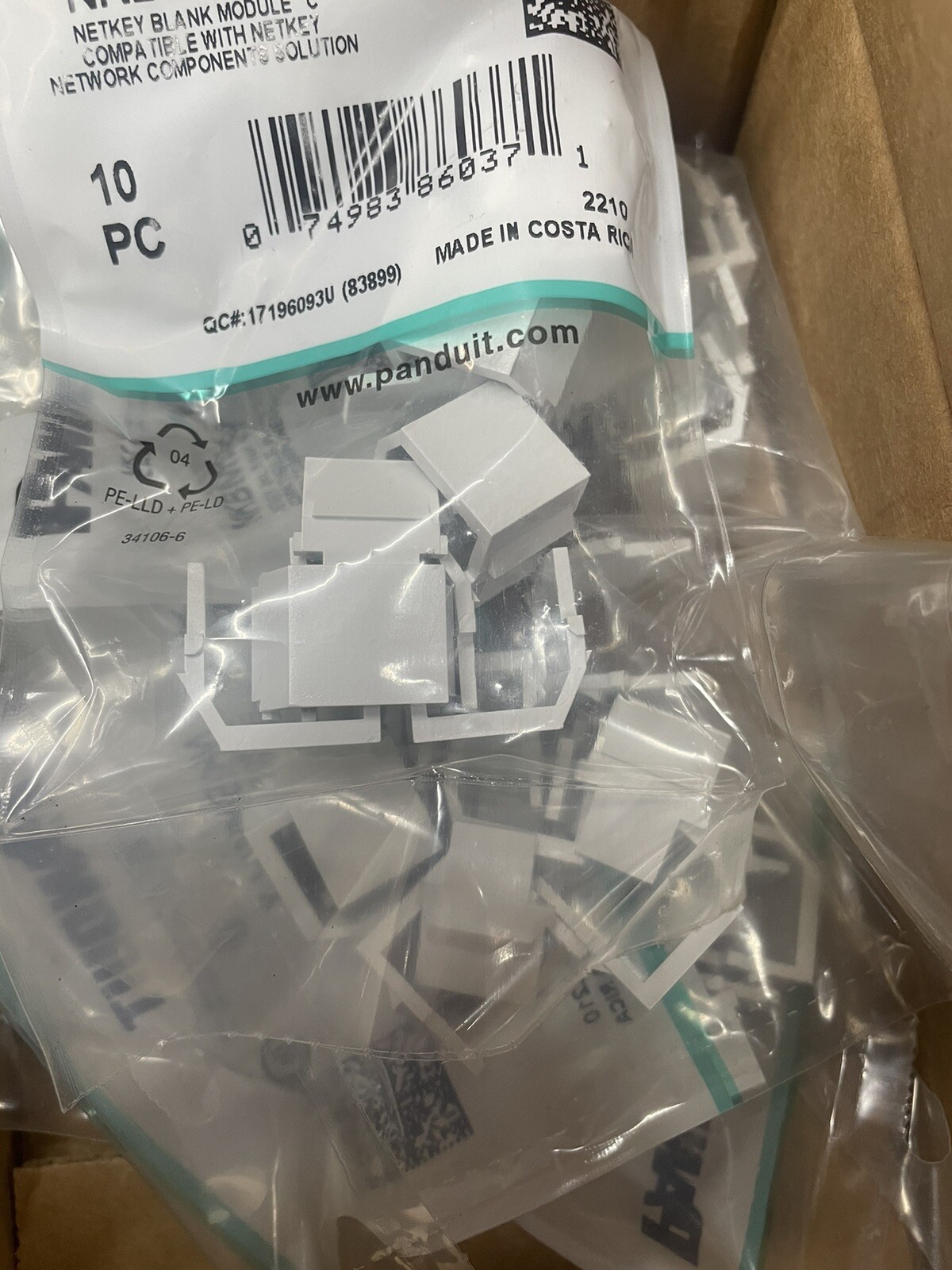 Panduit Netkey Snap-In Blank White Module C Insert, NKBMIW-X - 1 Box Of 50pcs