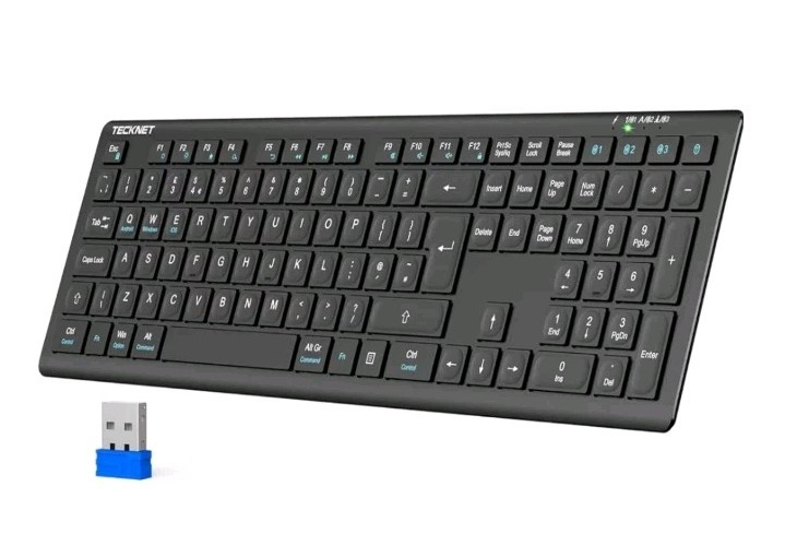 TECKNET Bluetooth Keyboard Rechargeable, 4-Device Free Switching (2.4G+BT),...