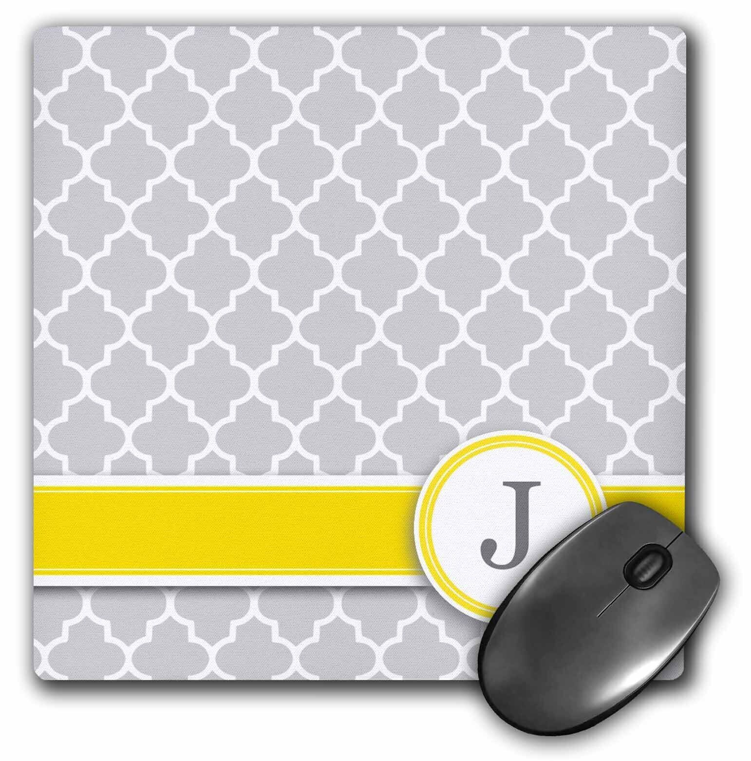 3dRose Your personal name initial letter J - monogrammed grey quatrefoil pattern