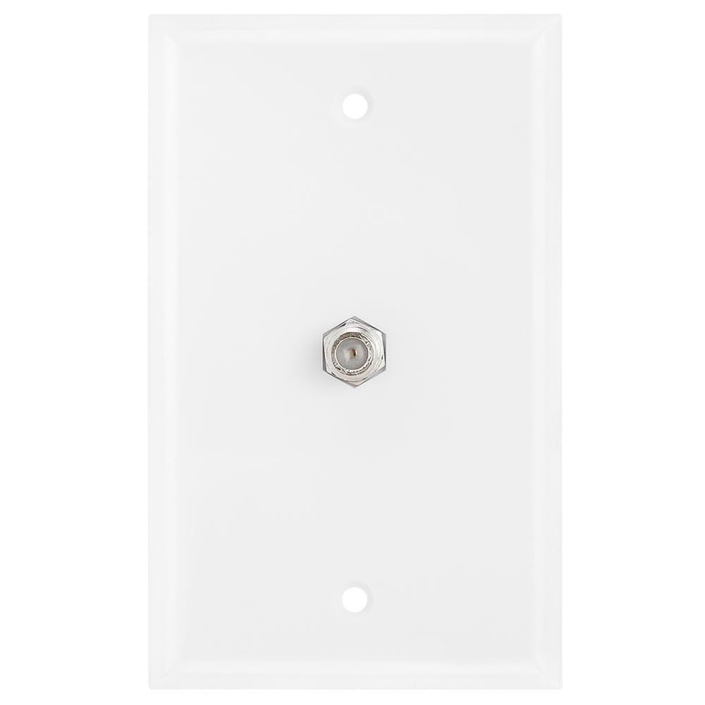 Single F-Type Jack Wall Plate F Female Satellite Coaxial Coupler Faceplate White