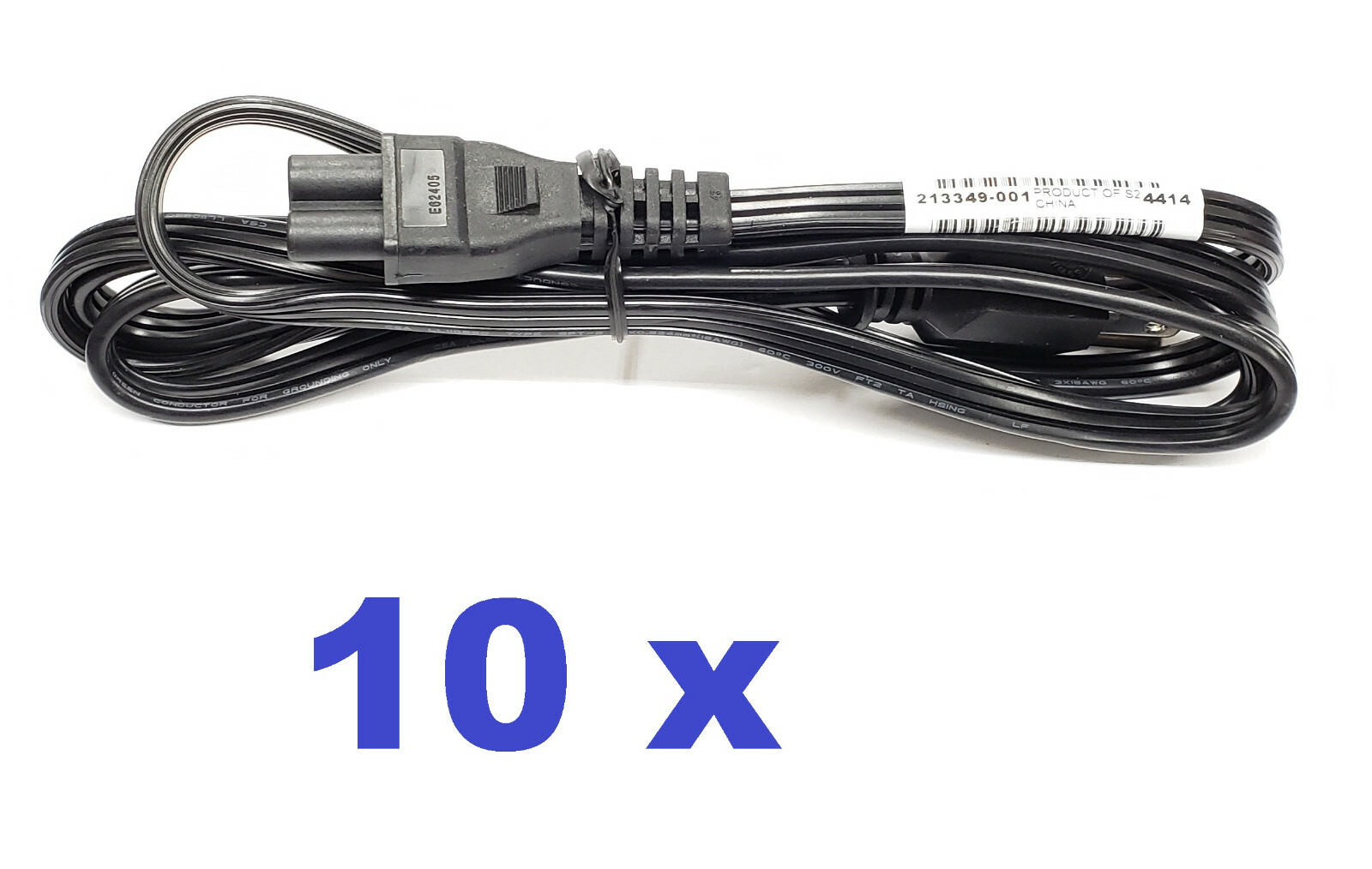 HP 213349-001 Power cord 3 wire conducto Has straight (F) C5 receptacle Lot 10