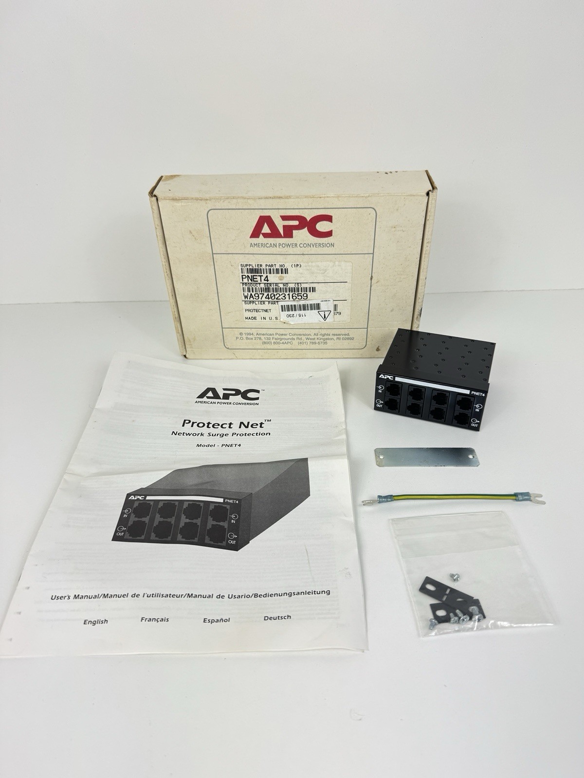APC PNET4 ProtectNet 4-Port Ethernet Network Surge Protector Open Box w/ Box