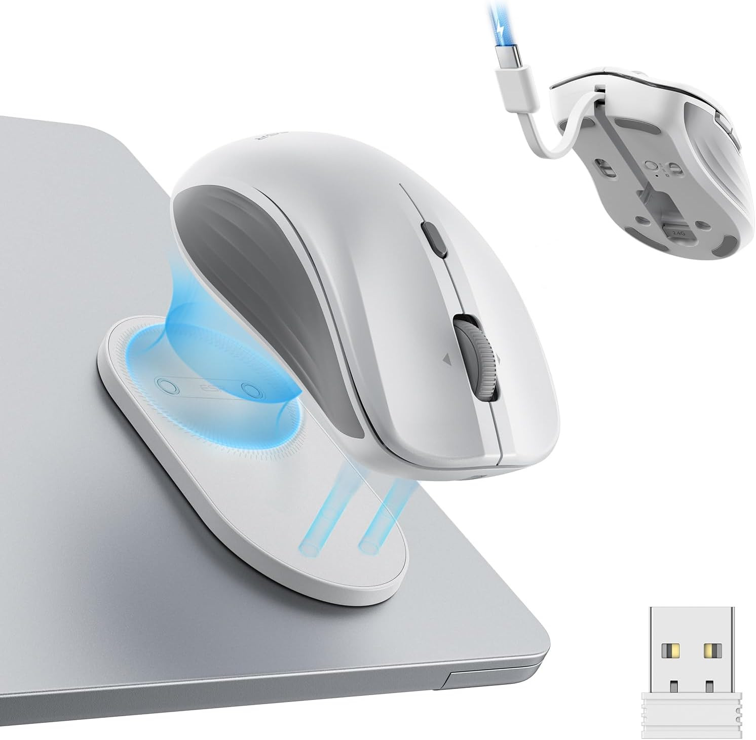 ESR Magmouse Snap-To-Carry Bluetooth Mouse, Rechargeable Wireless Mouse for Lapt
