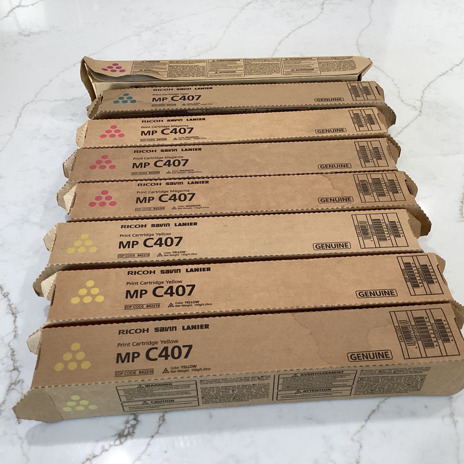 Set 8 Genuine Ricoh MP C407 Toner Cyan Magenta Yellow Original OEM Sealed