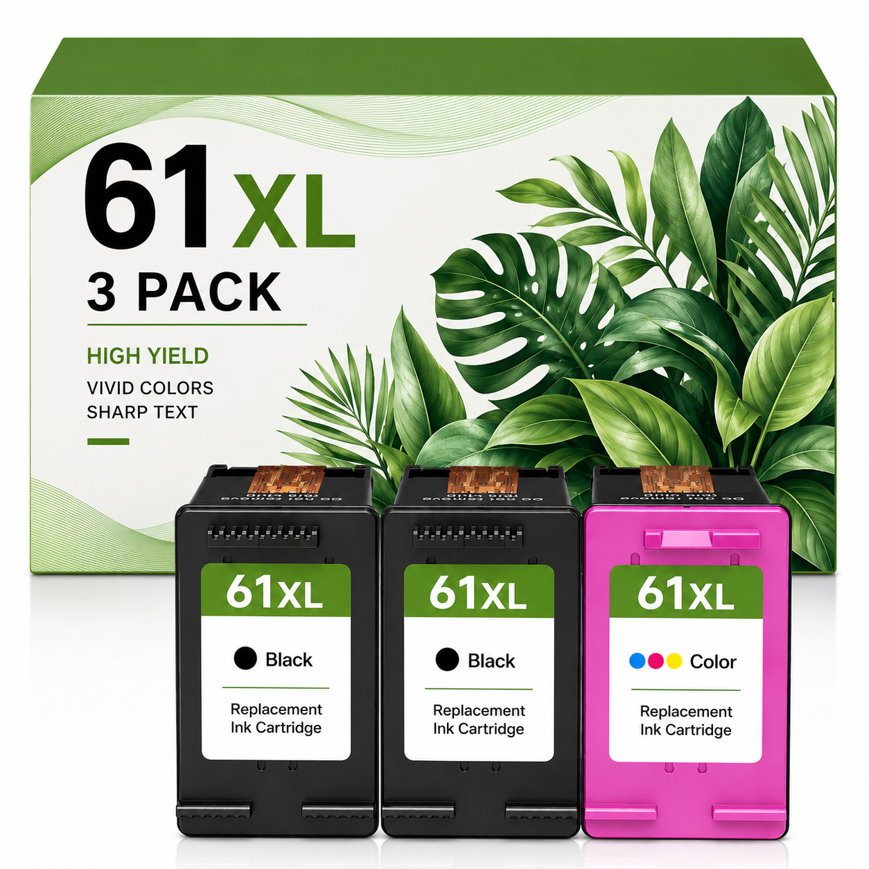 3PK 61XL Ink Cartridge Replacement for HP Envy 4635 3436  DeskJet 1017 2514 2546