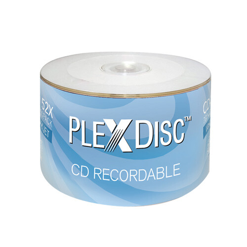 50 PC PlexDisc 52X 700 MB 80 MIN CD-R White Inkjet Hub Printable Disc 631-210