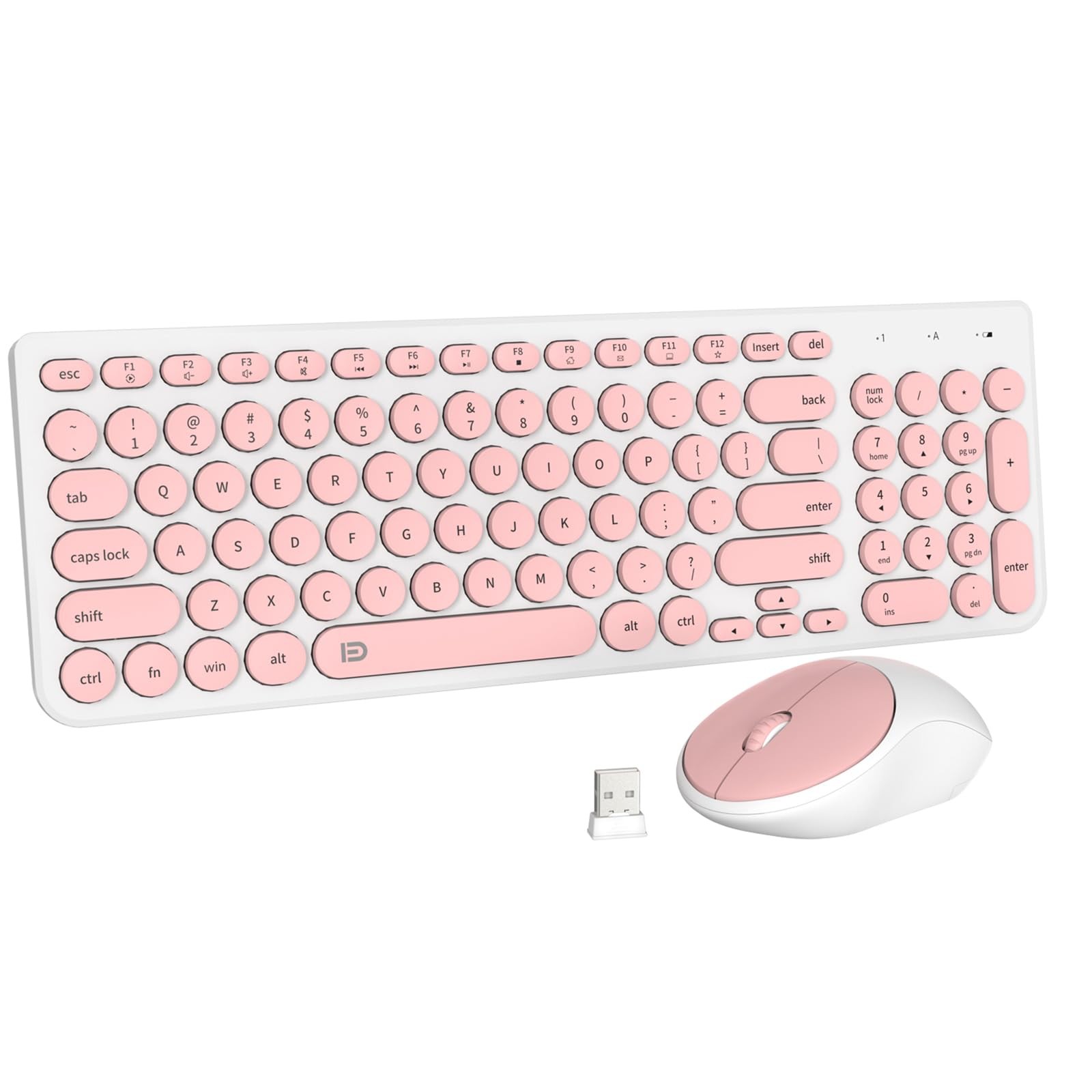 iK6630 Wireless Keyboard and Mouse Combo - 2.4GHz USB Cordless, Cute Round Ke...