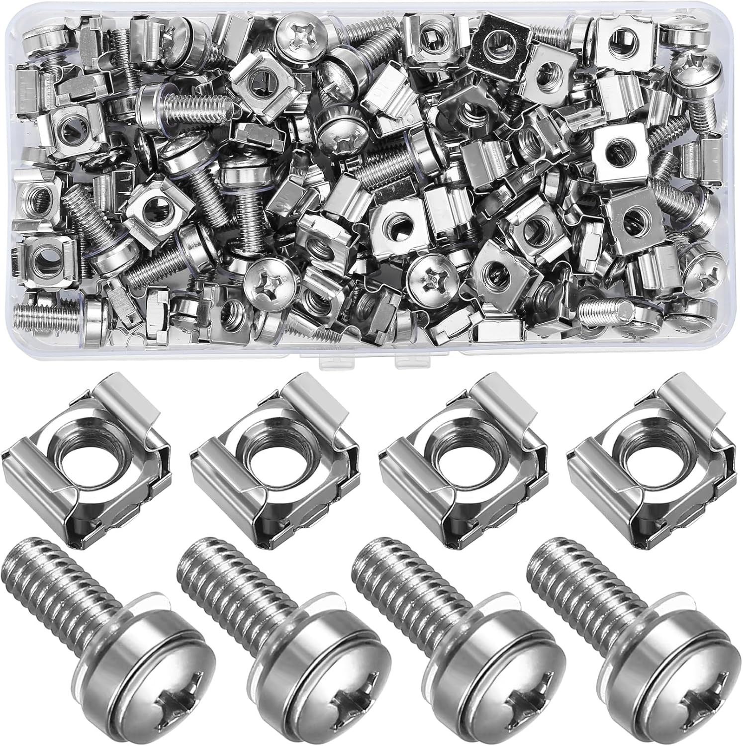 110 Pcs/55 Set Rack Mount Screws and Cage Nuts for Server Cabinet Cage Nuts & Mo