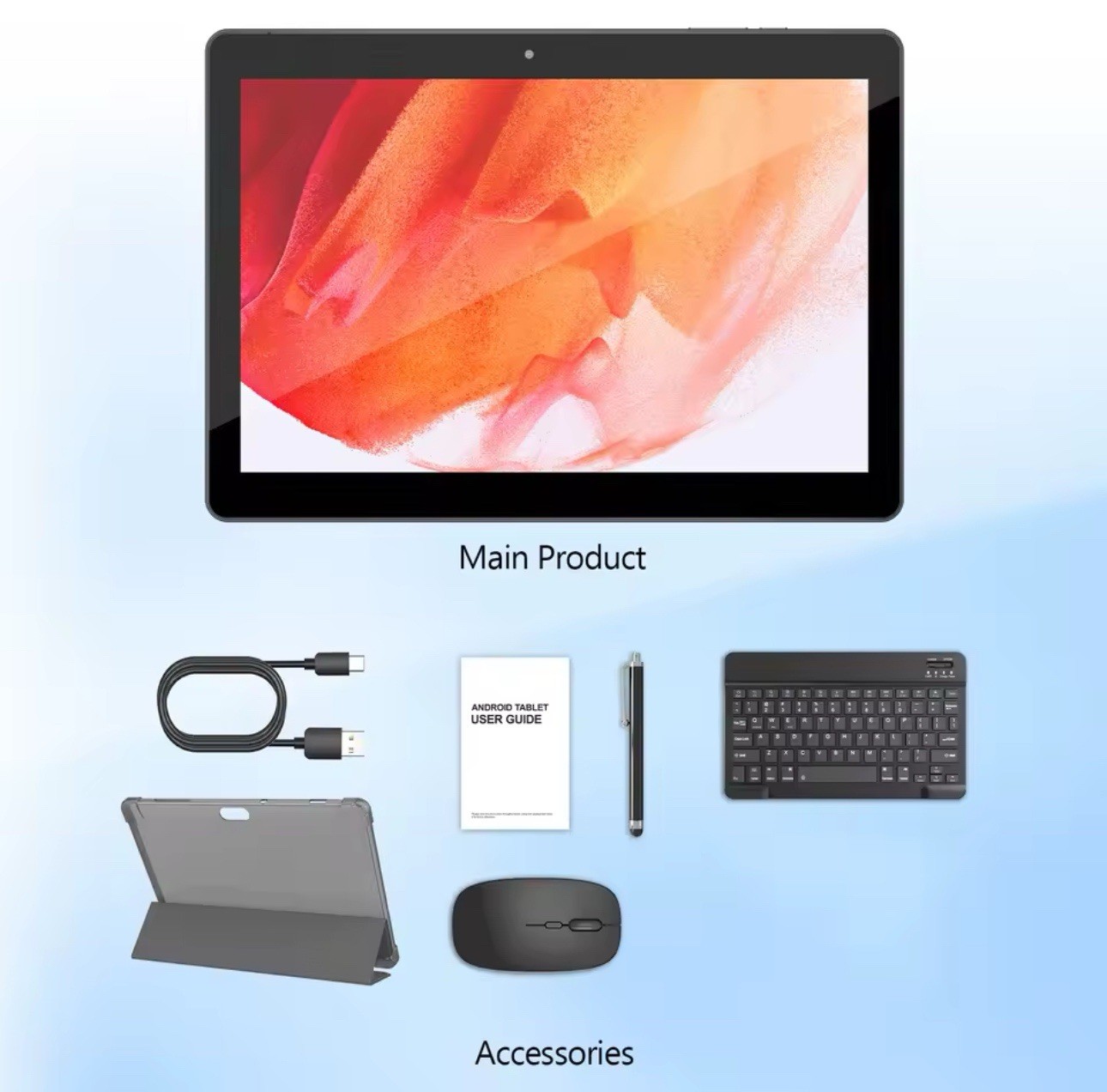 BAKEN 10.1" Android 13 Tablet, 4GB+64GB, Quad-Core, Dual Cam, WiFi, Bluetooth