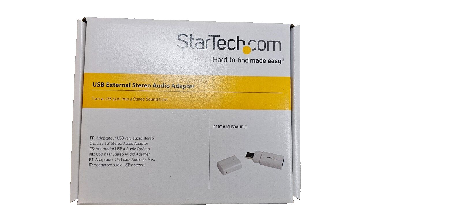 Startech USB Sound Card, 3.5mm audio adapter to USB, External ICUSBAUDIO, White