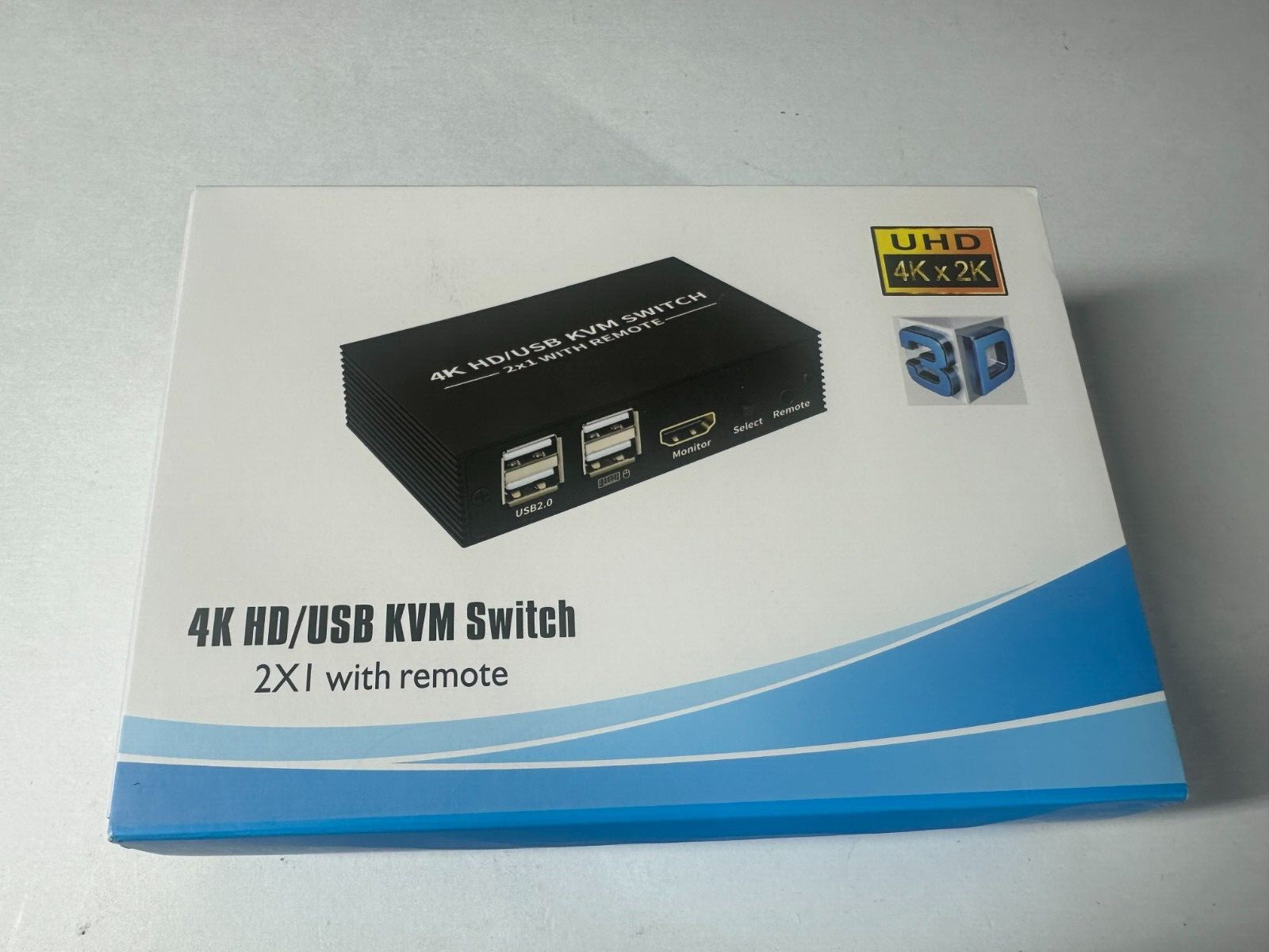4K HD USB KVM Switch 2X1 with Remote New