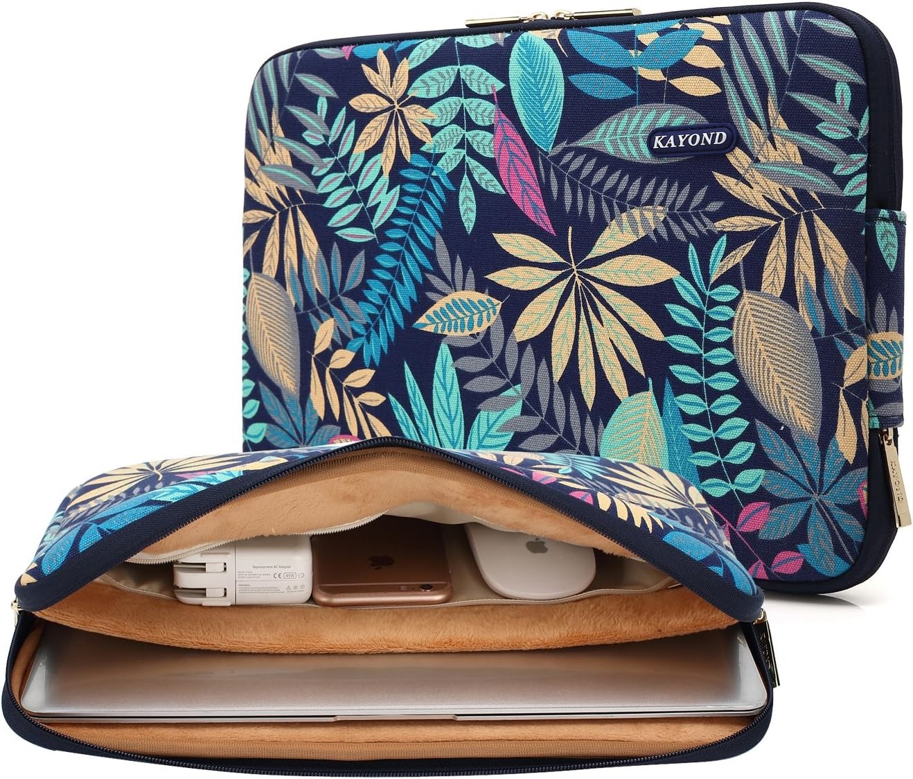 Water-Resistant Canvas Sleeve Case Bag for 15.6-17 Inch Laptops (17", Forest Blu