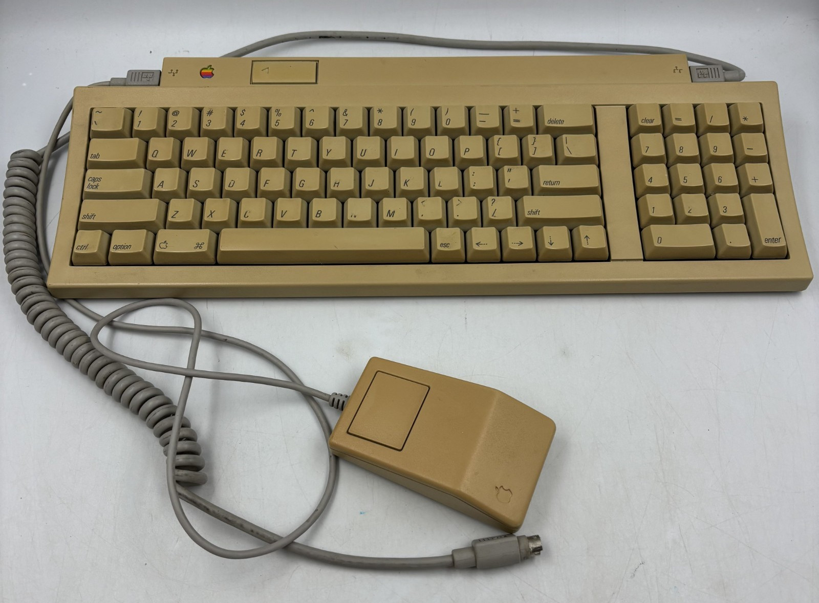 Vintage Apple Keyboard II M0487 w/Coiled Cable & Mouse G5431 As Is Untested