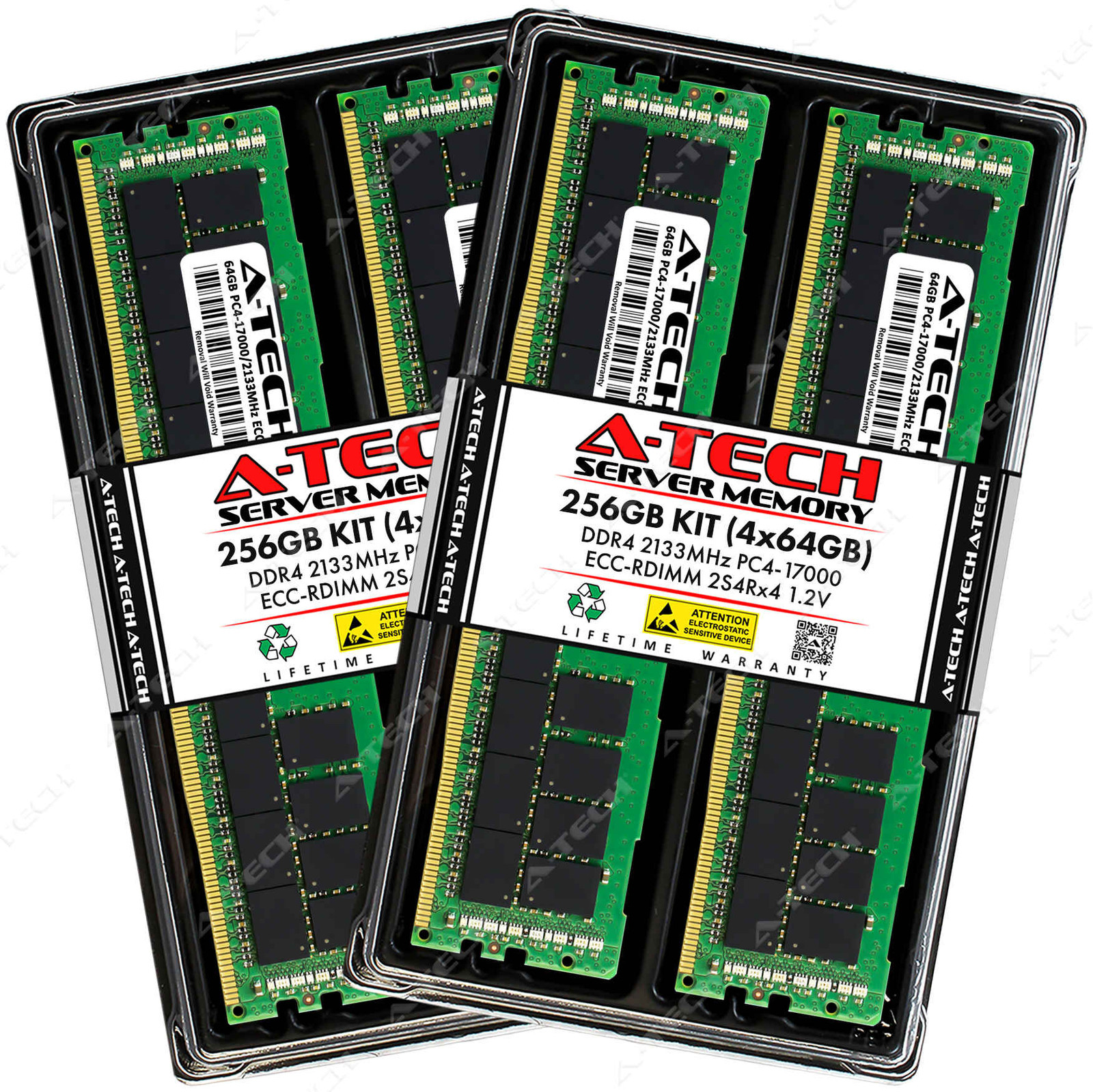 A-Tech 256GB 4x 64GB 2S4Rx4 PC4-17000R RDIMM DDR4 2133 ECC REG Server Memory RAM