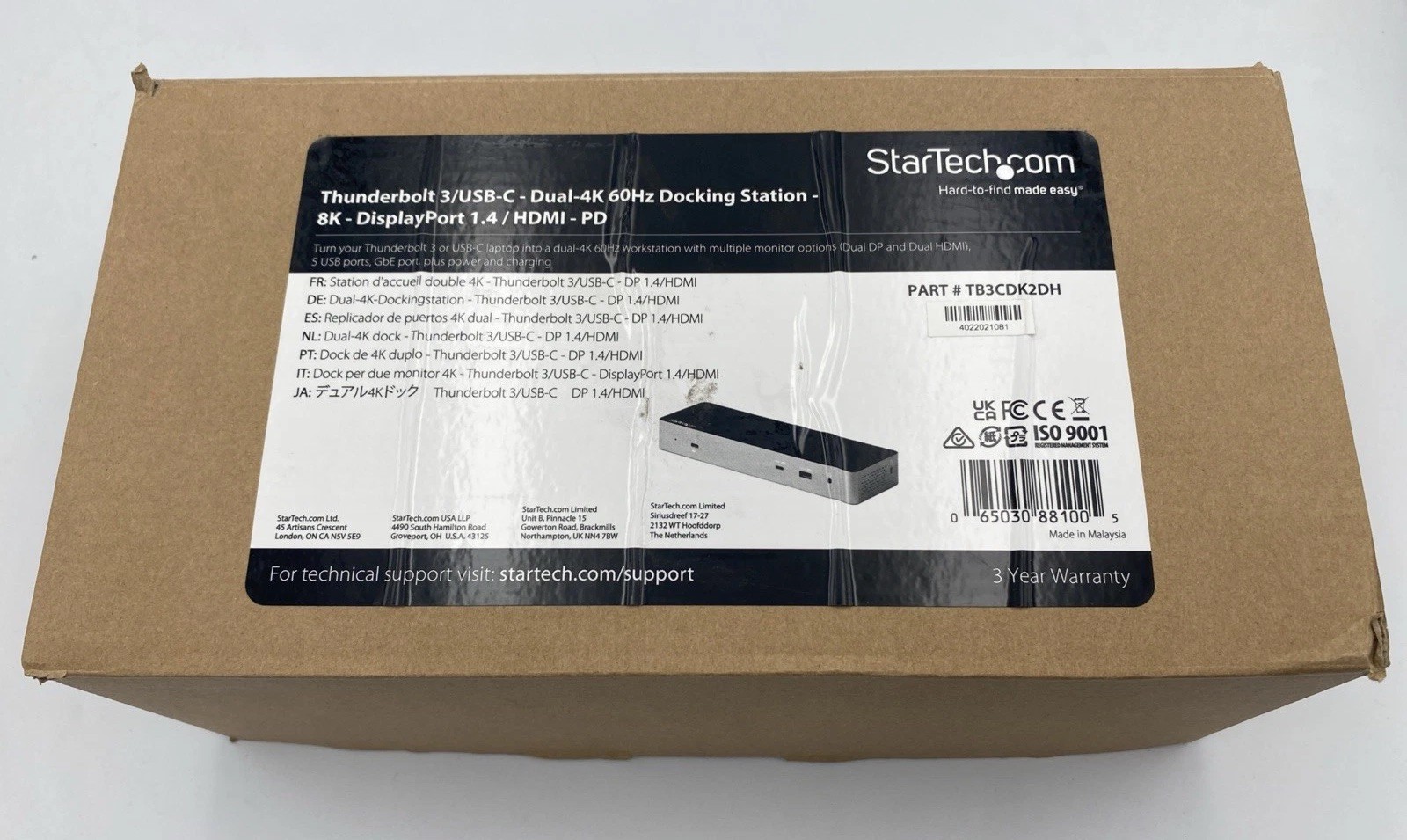 StarTech.com Thunderbolt 3 Dock w/USB-C Host Compatibility - Dual 4K 60Hz DP 1.4