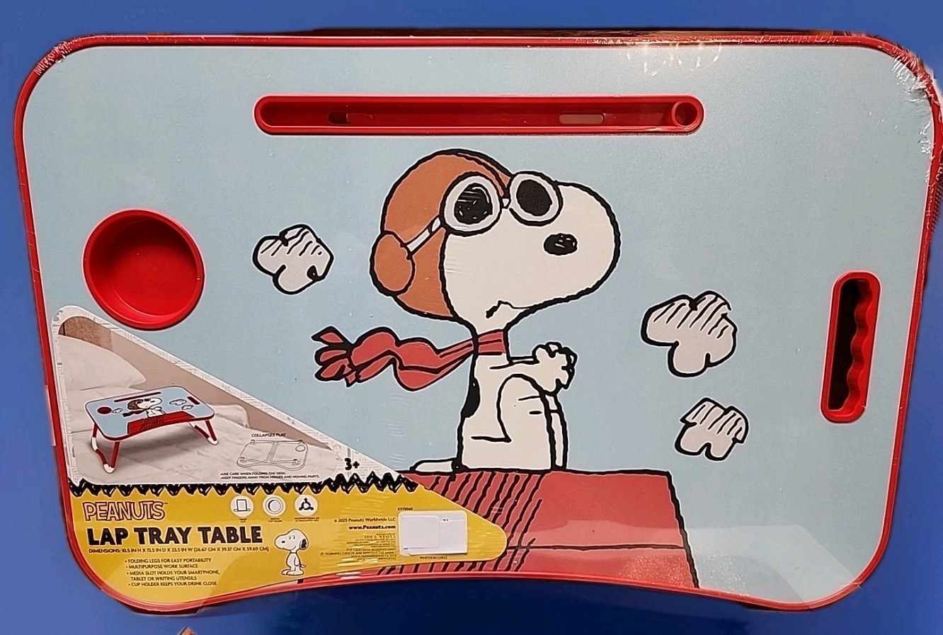 Peanuts Snoopy Flyin Ace Red Baron Lap Tray Table Foldable 23.5x15 