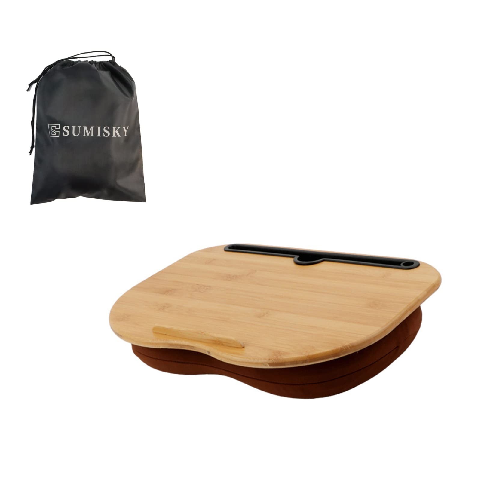 SUMISKY Lap Desk-Portable Laptop Table with Cushion Bamboo Platform Phone Hol...