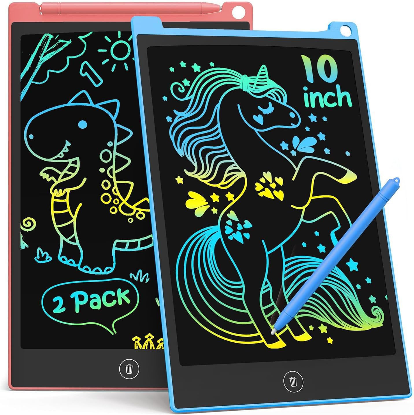10 Inch 2 Pack LCD Writing Tablet, Colorful Doodle Board Drawing Tablet for Kids
