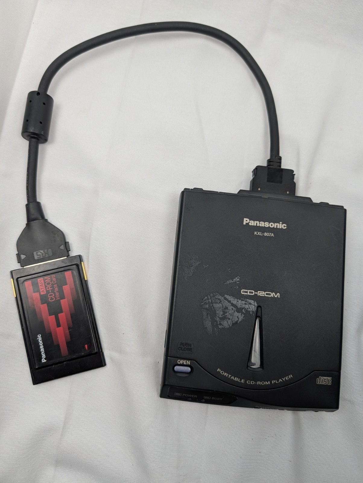 Panasonic KXL-807A Portable External CD-ROM Drive w/ PCMCIA Interface Card Cable