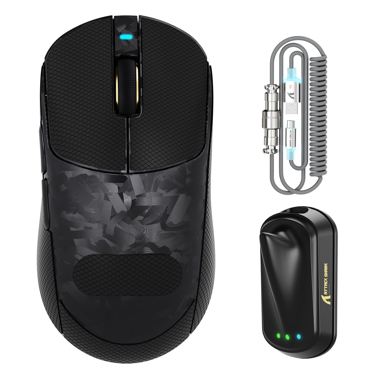ATTACK SHARK RS3 Ultra Wireless Gaming Mouse Black Tape