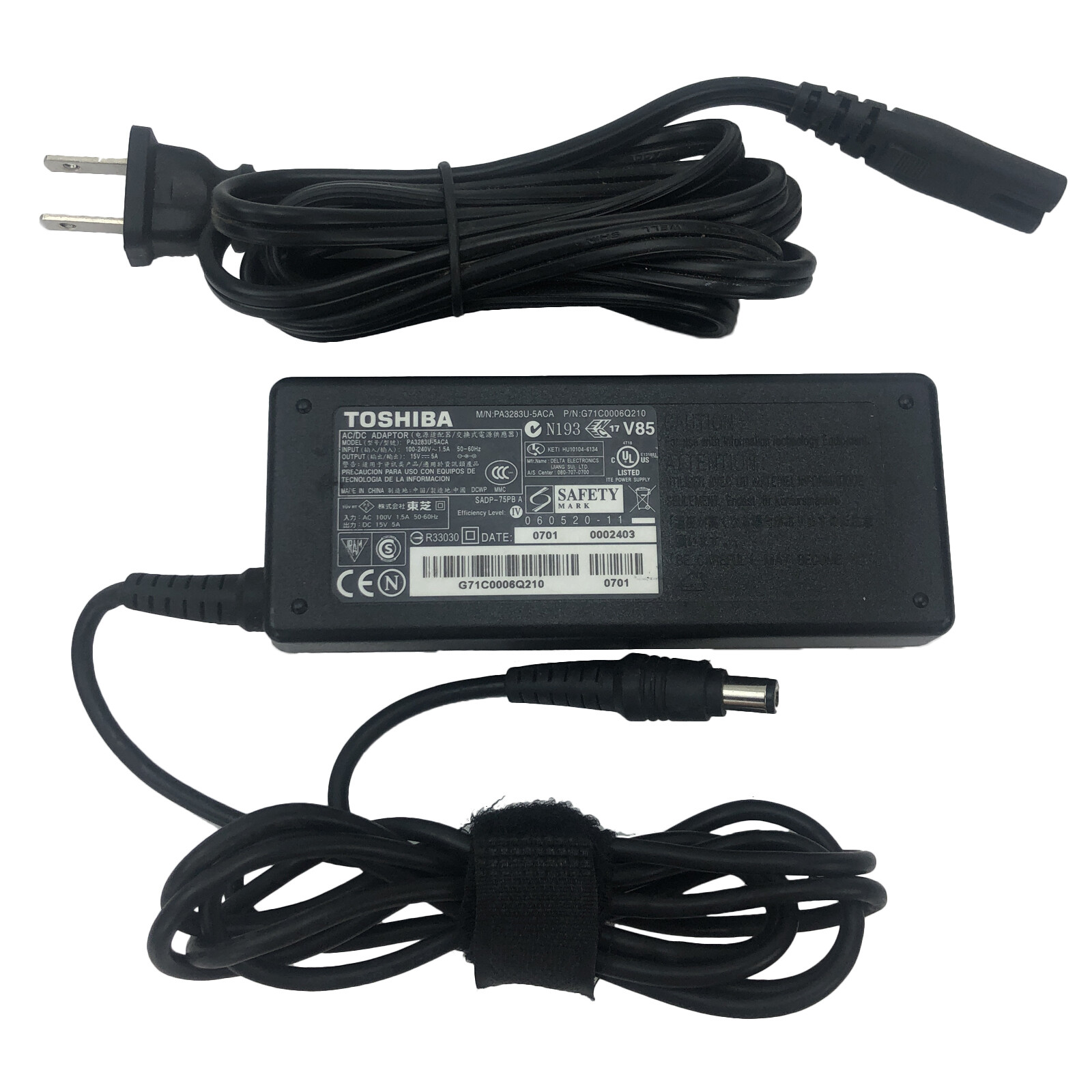 Original 75W AC Adapter For Toshiba Satellite A15 A15-S127 Power Supply