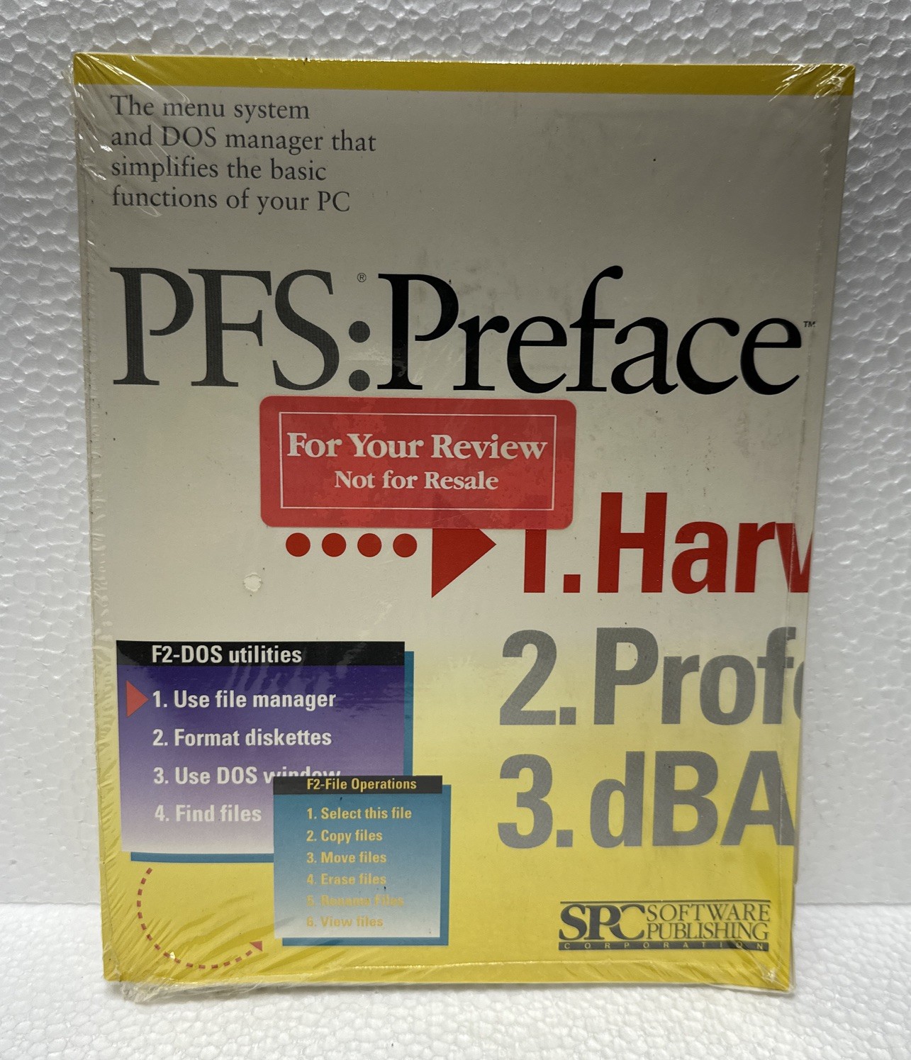VTG SPC Software Publishing PFS:Preface - Menu System and DOS Manager NEW SEALED