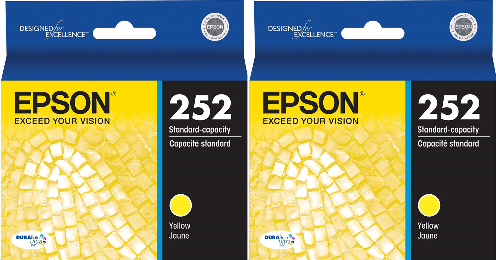 New Genuine Epson 252 Y 2PK Ink Cartridges Bag WF Series WF-7720DTWF