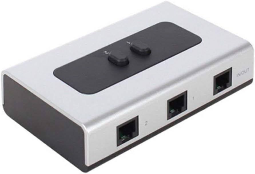 2 Ports Rj11 Rj12 Manual Sharing Switch Box Hot Swappable Easy Installation